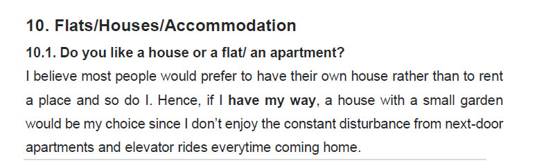 نمونه اسپیکینگ آیلتس accommodation