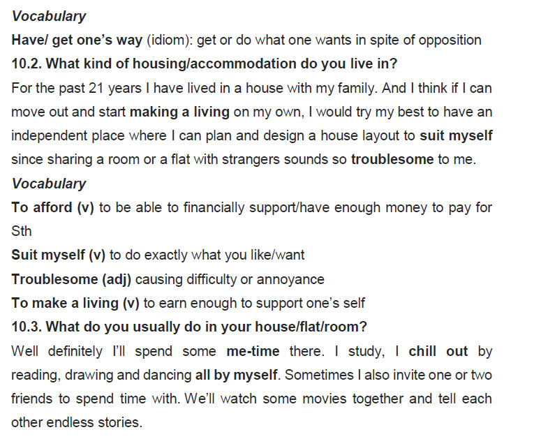 نمونه اسپیکینگ آیلتس accommodation