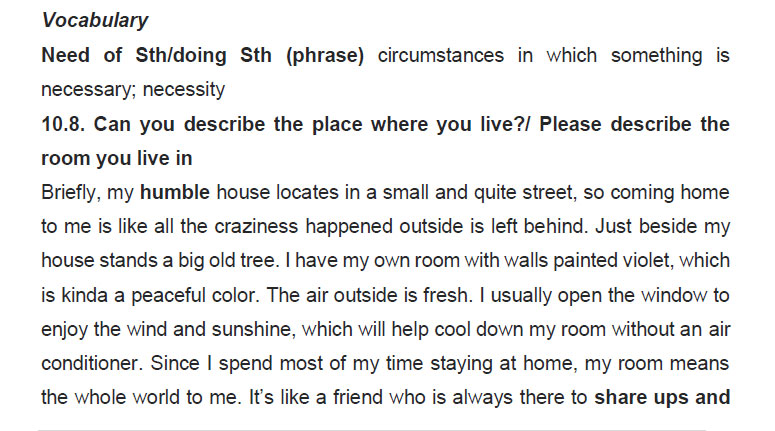 نمونه اسپیکینگ آیلتس accommodation