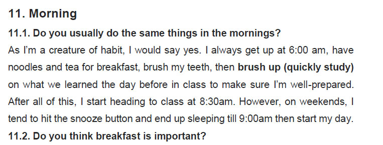 نمونه اسپیکینگ آیلتس morning