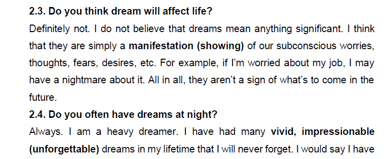 نمونه اسپیکینگ آیلتس dream