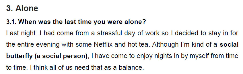 نمونه اسپیکینگ آیلتس alone