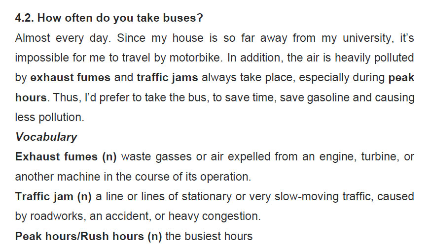 نمونه اسپیکینگ آیلتس transportation