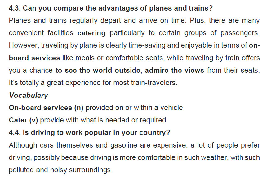 نمونه اسپیکینگ آیلتس transportation