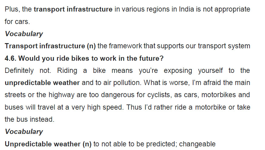 نمونه اسپیکینگ آیلتس transportation