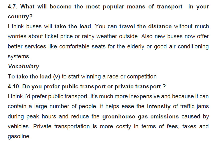 نمونه اسپیکینگ آیلتس transportation