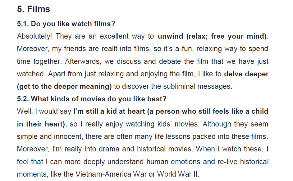 نمونه اسپیکینگ آیلتس films