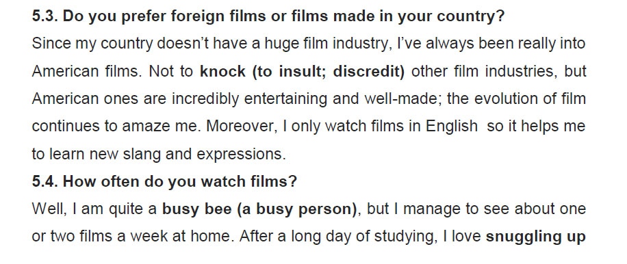 نمونه اسپیکینگ آیلتس films