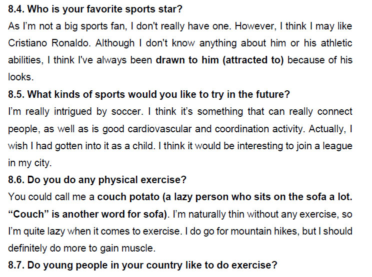 نمونه اسپیکینگ آیلتس sports