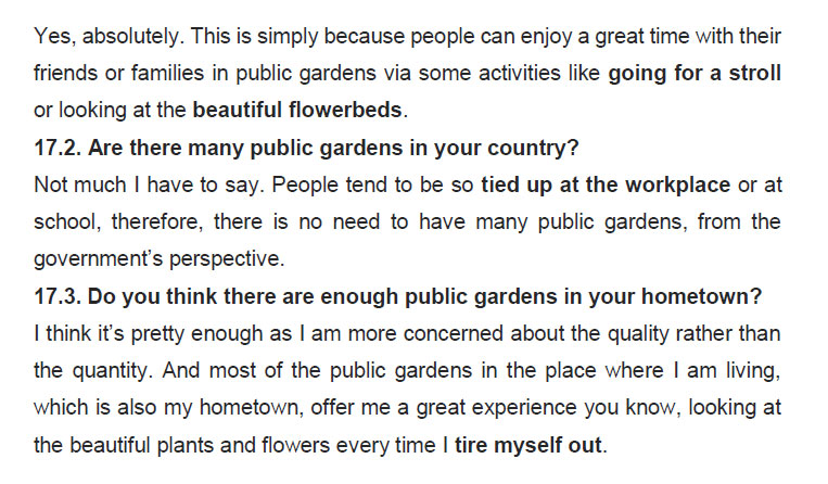 نمونه اسپیکینگ آیلتس public gardens