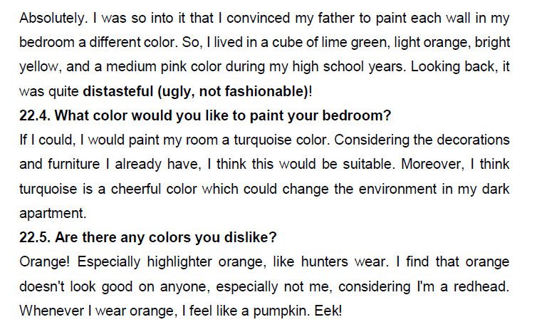 نمونه اسپیکینگ آیلتس colors