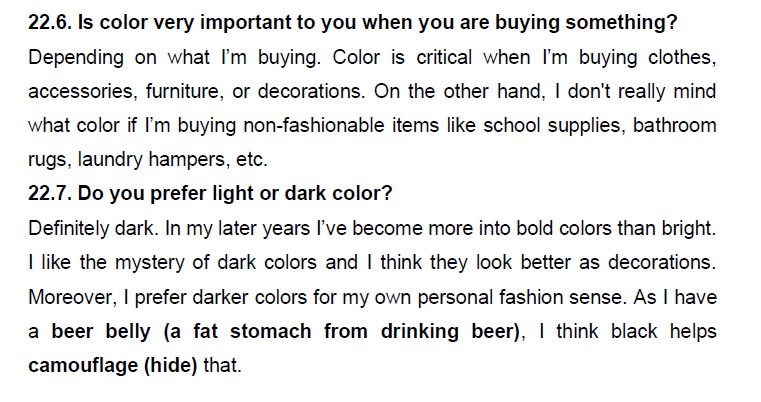 نمونه اسپیکینگ آیلتس colors