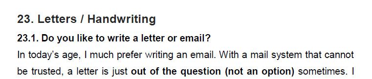 نمونه اسپیکینگ آیلتس letters / handwriting