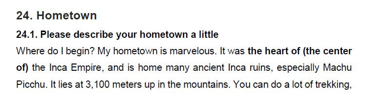 نمونه اسپیکینگ آیلتس hometown