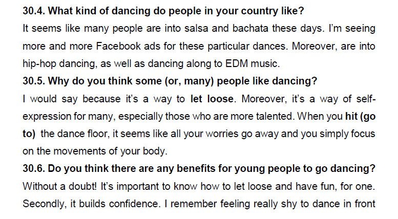 نمونه اسپیکینگ آیلتس dance 3 نمونه اسپیکینگ آیلتس dance