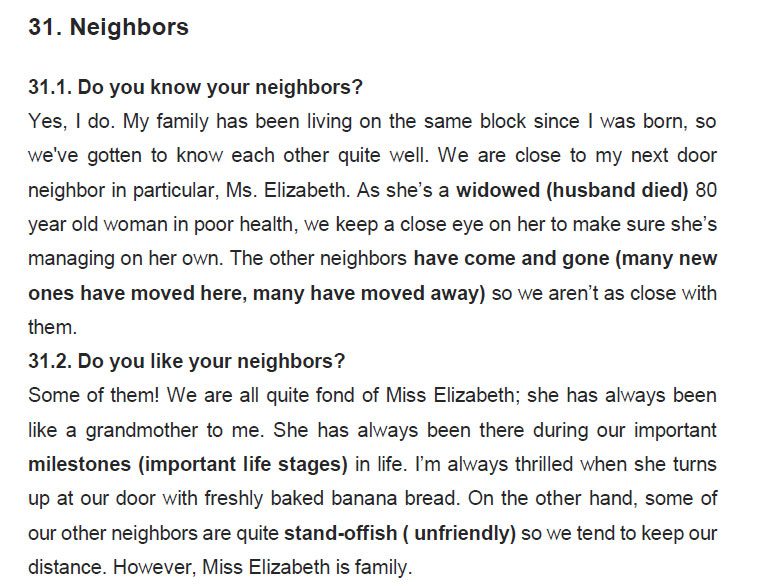 نمونه اسپیکینگ آیلتس neighbors