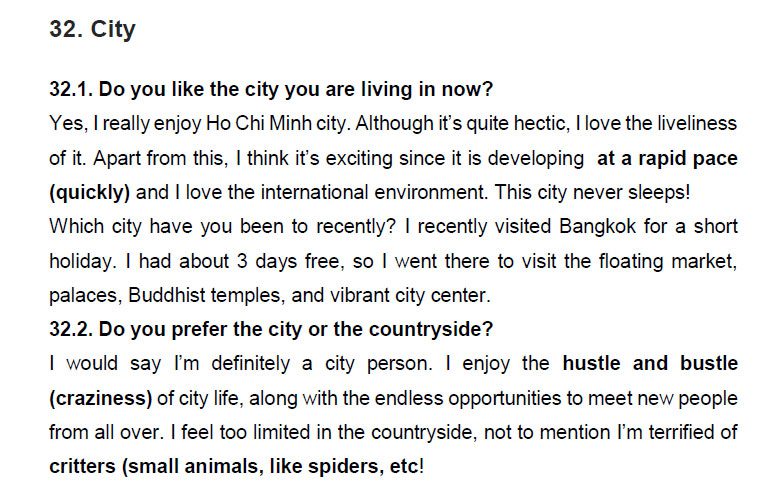 نمونه اسپیکینگ آیلتس city